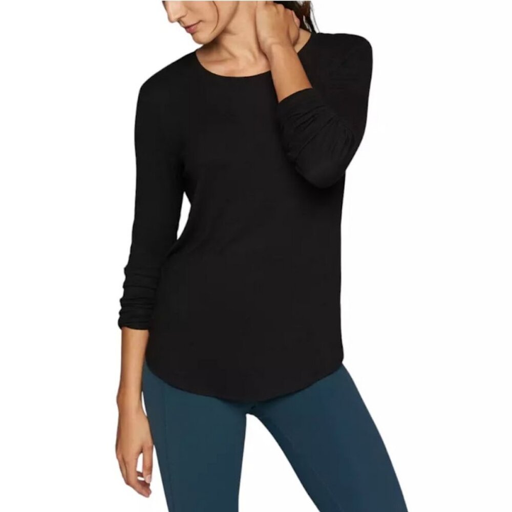 ATHLETA Cityscape Sweater, Black Cotton Side Zip Athletic Athleisure Casual, M